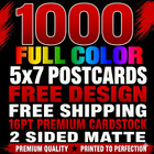 1000 Full Color 5x7 Postcards Free Design And Shipping Premium Matte Cardstock