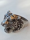 Ring Ancient Roman Lion Rare Head Extremely Sterling Vintage Intaglio Silver Bro