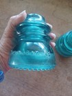 2 Aqua  blue green   Hemingray 42 Electrical Glass Insulator - Made In Usa