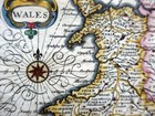 Wales C1627 By Van Den Keere  Miniature Speed Genuine Antique Map