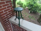 Vintage Three Legged Stool Metal Green Painted Primitive Farm