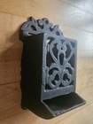 Vintage Wall Mounted Hanging Match Box Holder Cast Iron Black Fireplace Garage