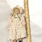 Vintage Porcelain Pink Dress Small Doll 9 Inch 