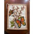 Butterfly Latch Hook Rug Vintage 1970 s Wall Hanging Yarn Art