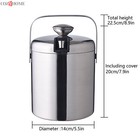 Double-wall Stainless-steel Insulated Ice Bucket With Lid And Ice Tong 1300ml