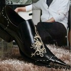 Mens Embroider Oxfords Pointed Toe Leather Party Formal Casual Slip On Shoes Sz