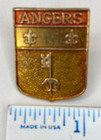 Angers France Souvenir Travel Hat Lapel Pin Coat Of Arms Vintage