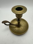 Pair Of Vintage Brass Chamber Stick Candle Holders With Finger Handle