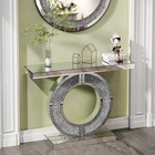 O Shaped Mirror Console Table With Crystal Hallway Entry Home D  cor For Room