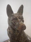 Vintage  Hubley Cast Iron German Shepard Dog Door Stop bookend 9  Tall Made Usa