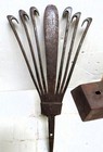 Antique Eel Gig Spear Iron Nautical  - Signed Know    - With Iron Stand
