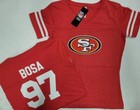 30116 Womens Ladies San Francisco 49ers  stripes  Football Jersey Shirt Red New