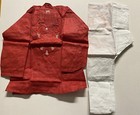 New Boys Sz 22 India Pakistan 2-3 Yr Kurta Pajama Bollywood Red White Cotton-2pc