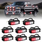 8pcs Sync Grill Emergency Lights 32 Led Red White Firefighter Lights Red white