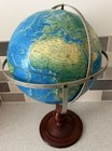 Vintage Rand Mcnally World Portrait Globe raised Topography Double Axis C1968