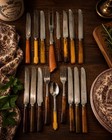 Vintage Bakelite Catalin Style Flatware Mix Lot   Maker  17 Pc Root Beer Amber