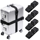 4x Heavy Duty Adjustable Luggage Strap Long Travel Suitcase Packing Belt Black