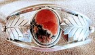Early Vintage Navajo Large Petrified Wood agate   Sterling Silver Cuff Bracelet