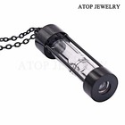 Hourglass Cremation Urn Necklace Stainless Memorial Ashes Holder Keepsake Black