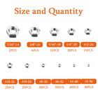 250pcs Sae Hex Nuts Assortment Kit  304 Stainless Steel 10 Size Hex Nut  2-56 4-