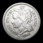 1865 865 Copper Nickel Three Cent Piece 3cp Nice Repunched Date Error Coin Pp567