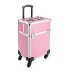Rolling Train Case Aluminum Trolley Professional Cosmetic Organizer Box Case Usa