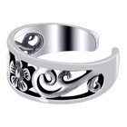 925 Sterling Silver Adjustable Flower Toe Ring - Dainty Foot Jewelry