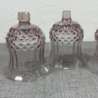 Vintage Set Of 3 Purple Lavender Glass Peg Candle Votive Cup Diamond