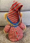 Vintage Avon Sherman Sleepy Teddy Bear Plush Striped Nightshirt   Cap - No Sound