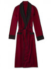 Mens Long Silk Satin Robe - Fully Lined Heavy Weight - Burgundy   Black