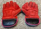 Adult Mens Svr College Cricket Wicket Keeping Gloves - Black red pink