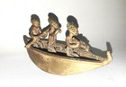 Gold Weight Ashanti Antique Sand Cast Bronze African Tribal Figurine Boat Canoe