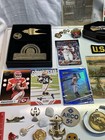Junk Drawer Lot Vintage Military Pins Baseball Cards Knife Stamps Mahomes Card