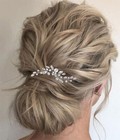 Pearl Bride Wedding Hair Pin Silver Crystal Hair Piece Bridal Hair Accessorie   