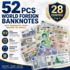 Lots 52 Pcs Different World Banknotes Paper Money Foreign Unc Collection Gift