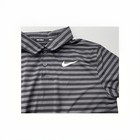 Nike Golf Dri-fit Youth Boy   s Polo Shirt L Gray black Striped Short Sleeve Logo
