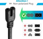 Ac 2 Prong Power Cord 3ft Standard 2-slot Power Cable Replacement