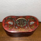 Old Vintage Antique Chinese Lacquer Box Wood Red With Brass Hardware