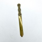 Vintage Brass Letter Opener Desk Decor Floral Enamel Handle 7 Inch