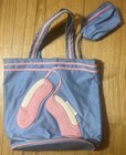 Vintage Dance Ballet Costume Cosmetic Bag Pink Blue 1980s 80s