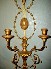 Italian Florentine Carved Gilt Wood Tole Candle Sconces Neo Classical Long Rare