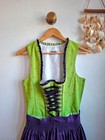  dirndl Dress Women s Size Eu 36  us 6  Green Purple Bavarian Oktoberfest Costum