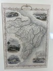 Antique 1851 Brazil Map John Tallis Rapkin Steel Engraving Framed Rio De Janeiro