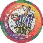 Las Vegas Club Casino Las Vegas Nevada  5 Christmas new Years Chip 1995