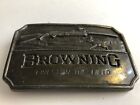 Vintage Browning Brass Belt Buckle Rifle   Deer Buck Indiana Metal Craft
