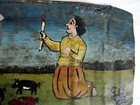 Antique Hp Mexican Tin Retablo S  Juan Evangelista Help Woman Find Pig In 1893