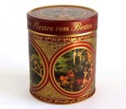 Vintage German Decorative Tin Box Storage Container Floral Art Round Metal