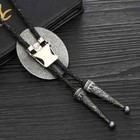Rodeo Bolo Tie Western Cowboy Black Leather Necktie New Free Ship A2975