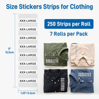 1 25 x5  1750 Pcs Clear Tshirt Size Long Stickers Strips For Clothing Retail App