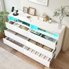 6 Drawers Dresser With Led Lights   Power Outlet Storage Organizer For Bedroom